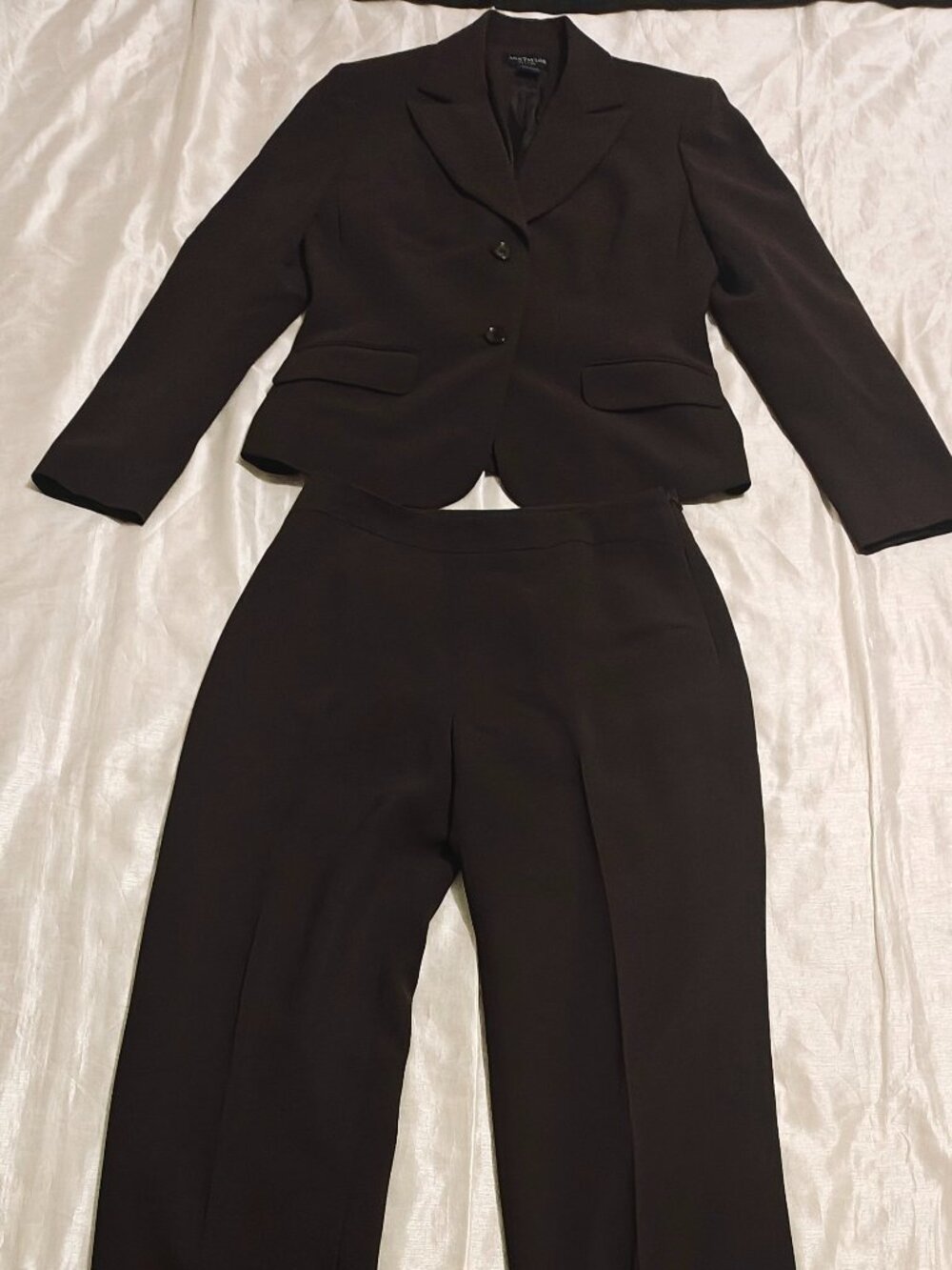 Ann Taylor Petites women's lined pants suit chocolate brown size 4P